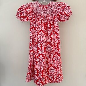 Mom and Me Red and White Smocked Dress